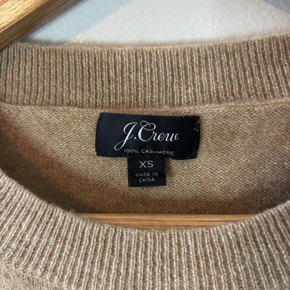 J.Crew 100% Cashmere Sweater Beige Red Hearts 3/4 Sleeve Pullover Womens Sz XS - Picture 3 of 5